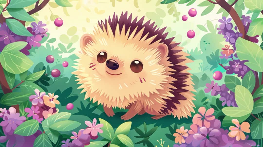 Kolorowanka z jeżem i baziami do wydruku za darmo dla małych artystów