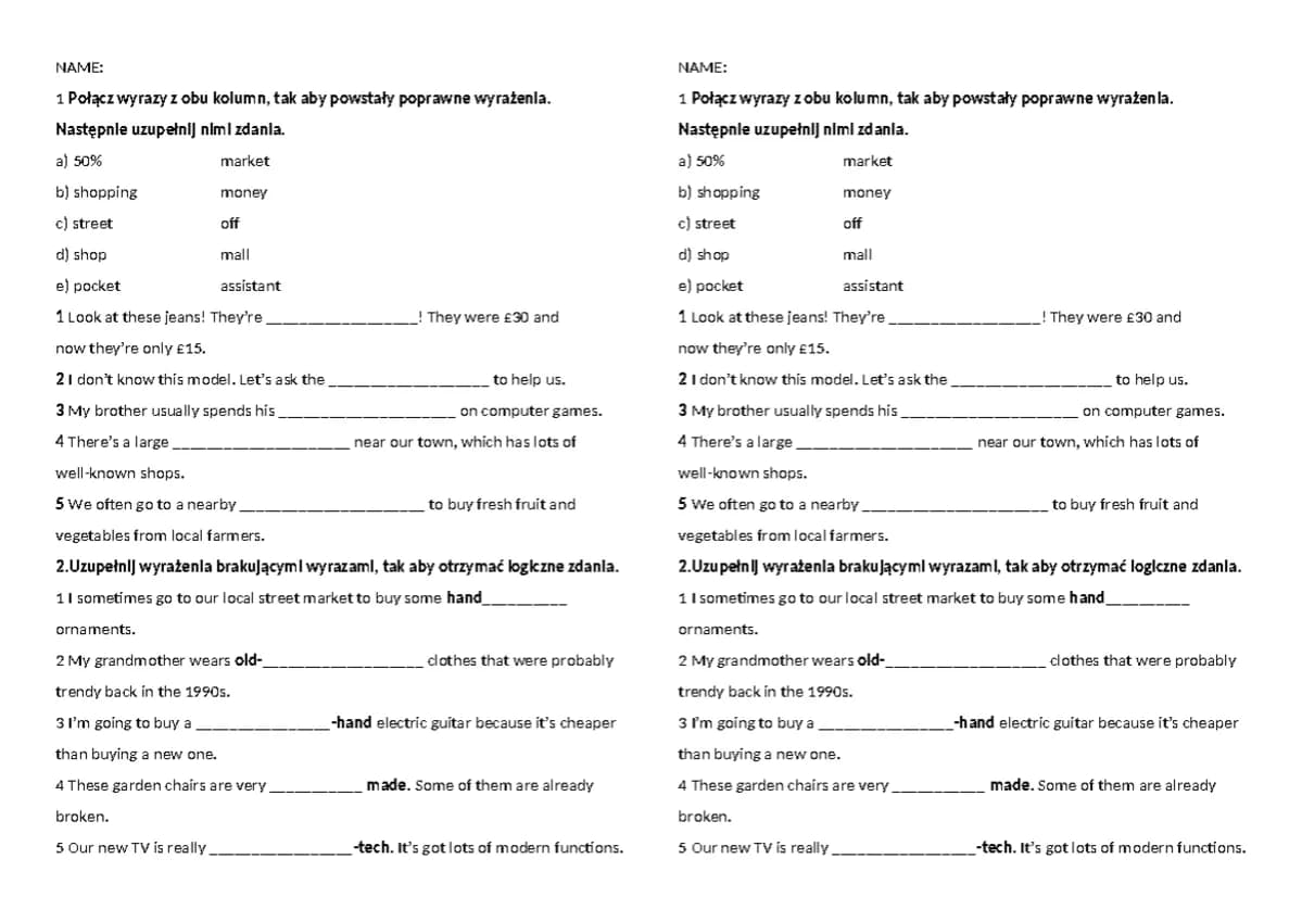 Kartkówki i Sprawdziany Angielski 7 klasa Kartkówki i Sprawdziany Angielski 7 klasa