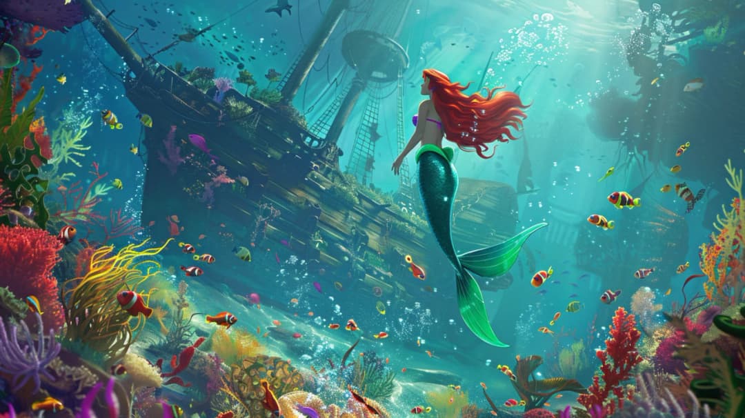 Kolorowanka z Arielką: Pokoloruj podwodny świat uroczej małej syrenki